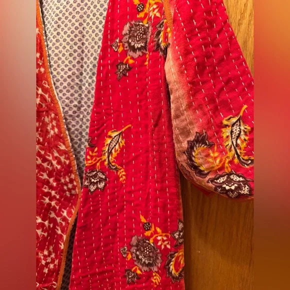 132 KANTHA Fitted Long 3/4 Sleeve Cardigan Reversible Handmade one of a kind 🌸 - Picture 9 of 11